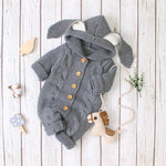 Cozy Baby Knitted Romper – Hooded Unisex Long Sleeve for All Seasons