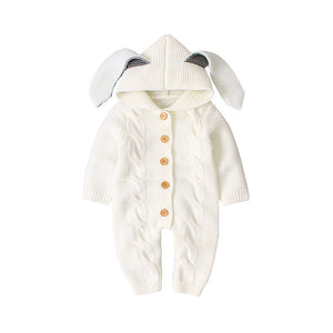 Cozy Baby Knitted Romper – Hooded Unisex Long Sleeve for All Seasons