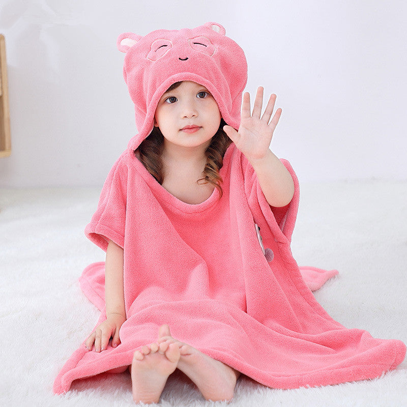 Infant Hooded Bath Towel Cloak – Soft Coral Fleece Baby Bathrobe, Multiple Colors