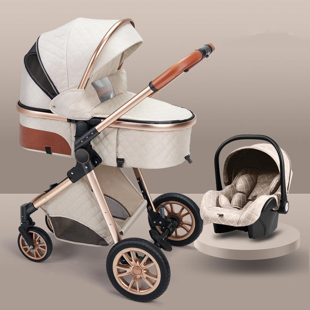 Stylish Lightweight Baby Stroller – Foldable Aluminum Frame with Safety Basket