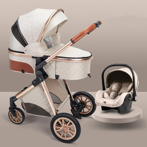 Stylish Lightweight Baby Stroller – Foldable Aluminum Frame with Safety Basket