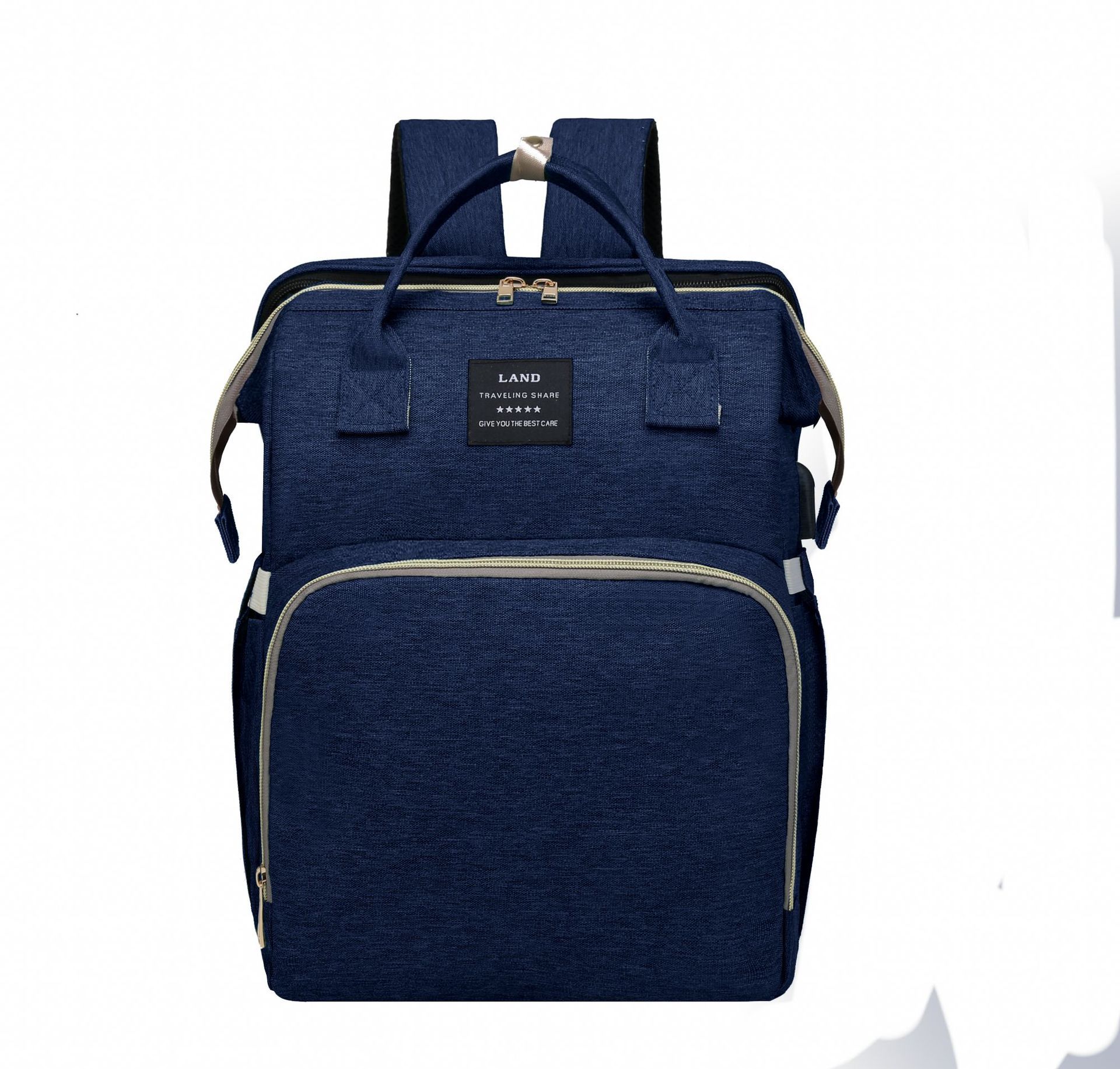 Large Mummy Crib Backpack – Waterproof Diaper Bag with USB & Insulated Storage
