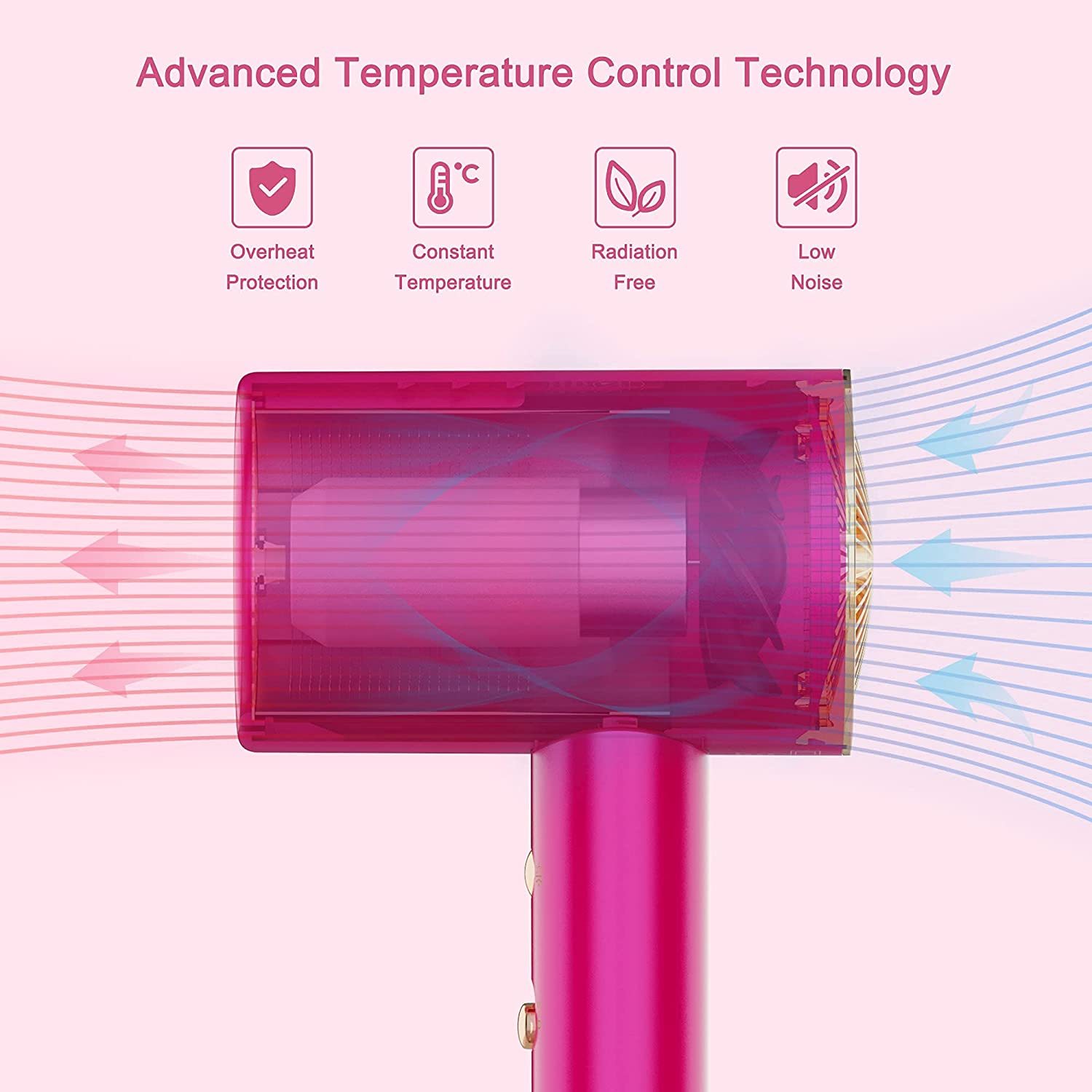 Water Ionic Hair Dryer – 1800W Fast-Drying, Low Noise with Magnetic Nozzle