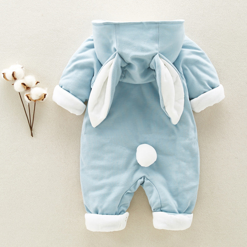Thick Cotton Baby Romper – Hooded, Warm Winter Onesie with Cartoon Style