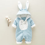 Thick Cotton Baby Romper – Hooded, Warm Winter Onesie with Cartoon Style