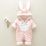 Thick Cotton Baby Romper – Hooded, Warm Winter Onesie with Cartoon Style
