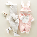 Thick Cotton Baby Romper – Hooded, Warm Winter Onesie with Cartoon Style