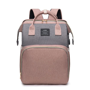 Large Mummy Crib Backpack – Waterproof Diaper Bag with USB & Insulated Storage