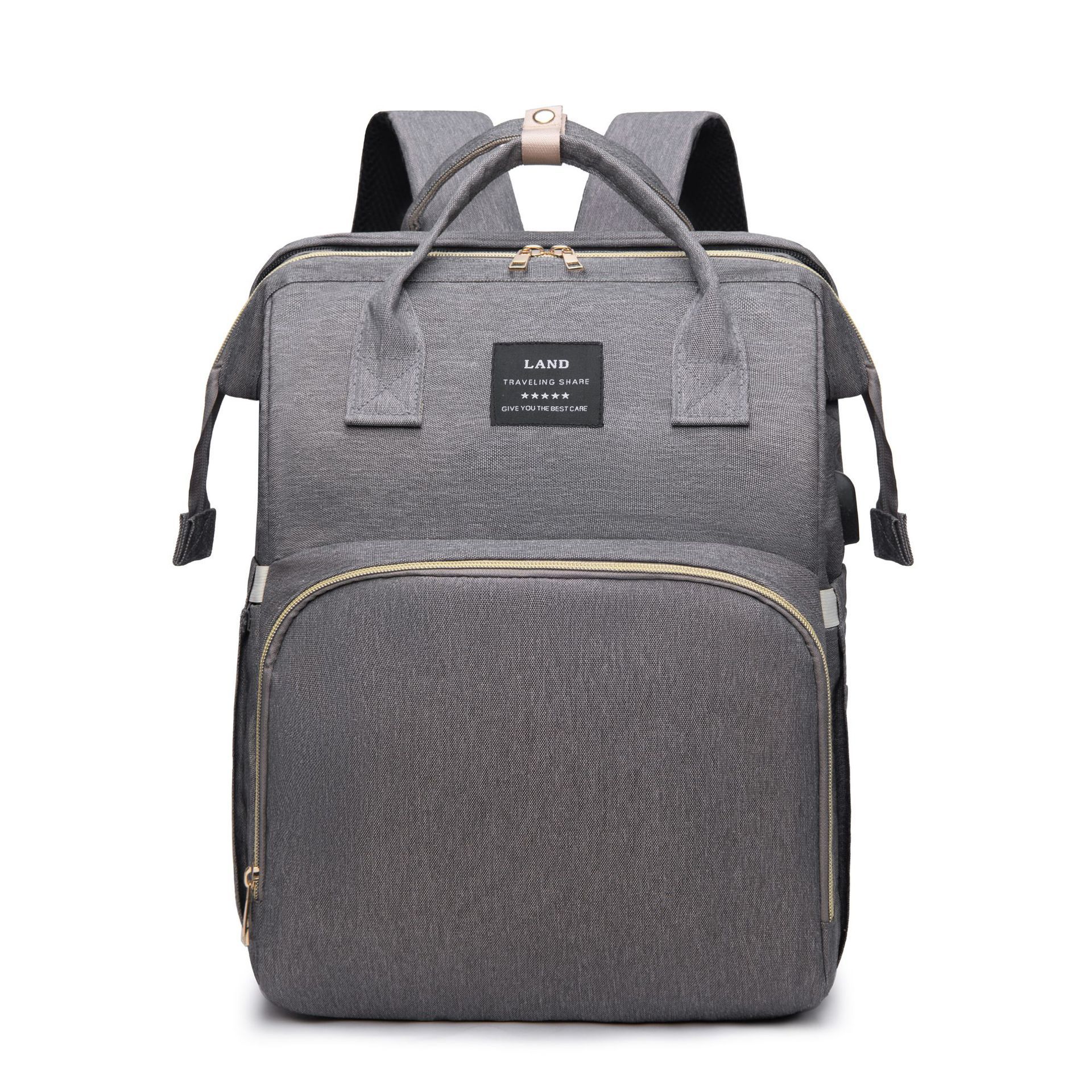 Large Mummy Crib Backpack – Waterproof Diaper Bag with USB & Insulated Storage