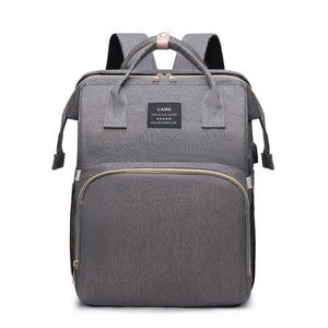 Large Mummy Crib Backpack – Waterproof Diaper Bag with USB & Insulated Storage