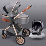 Stylish Lightweight Baby Stroller – Foldable Aluminum Frame with Safety Basket