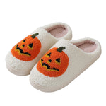 Halloween Pumpkin Slippers – Warm, Non-Slip Suede House Shoes for Men & Women