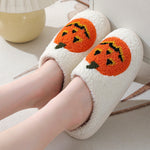 Halloween Pumpkin Slippers – Warm, Non-Slip Suede House Shoes for Men & Women