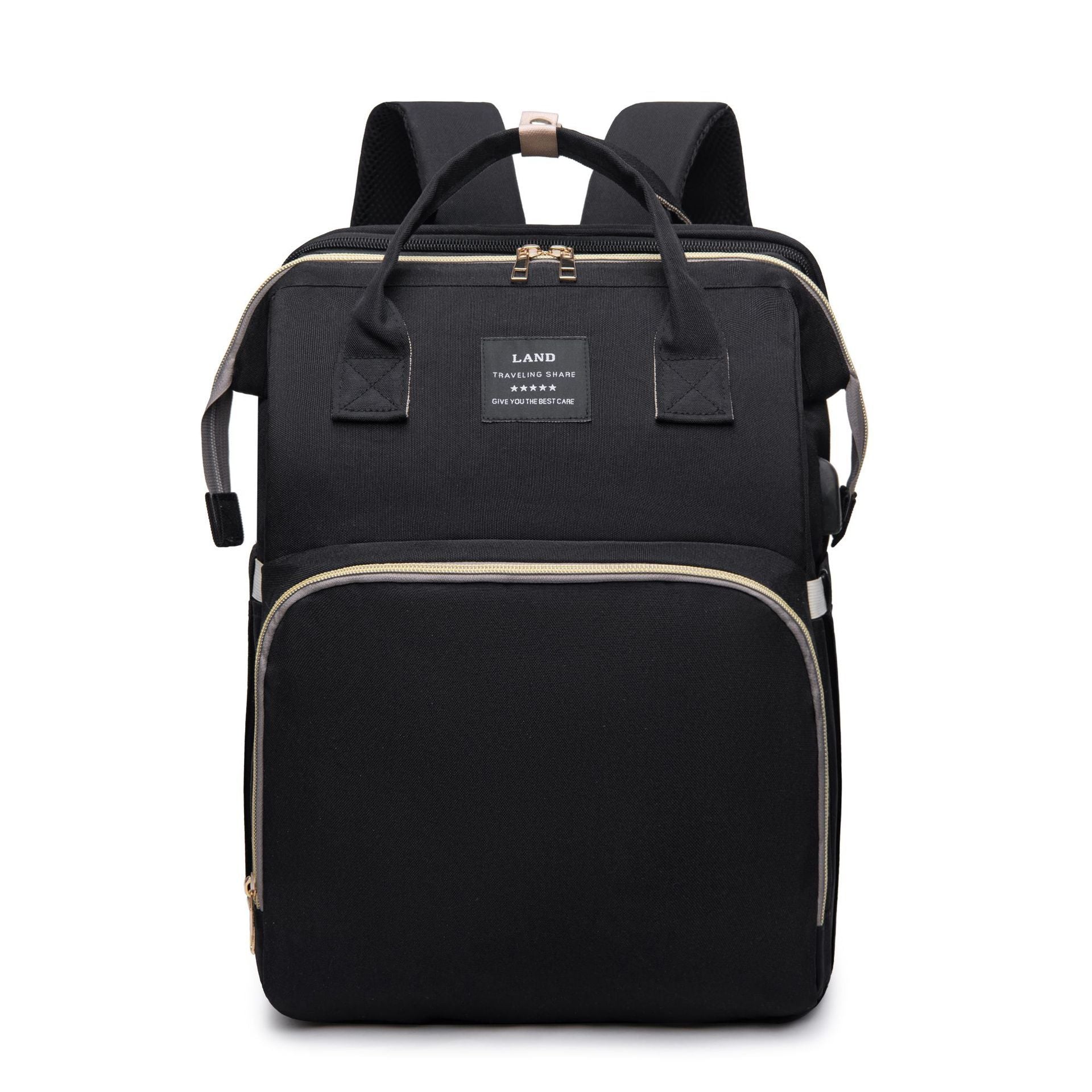 Large Mummy Crib Backpack – Waterproof Diaper Bag with USB & Insulated Storage