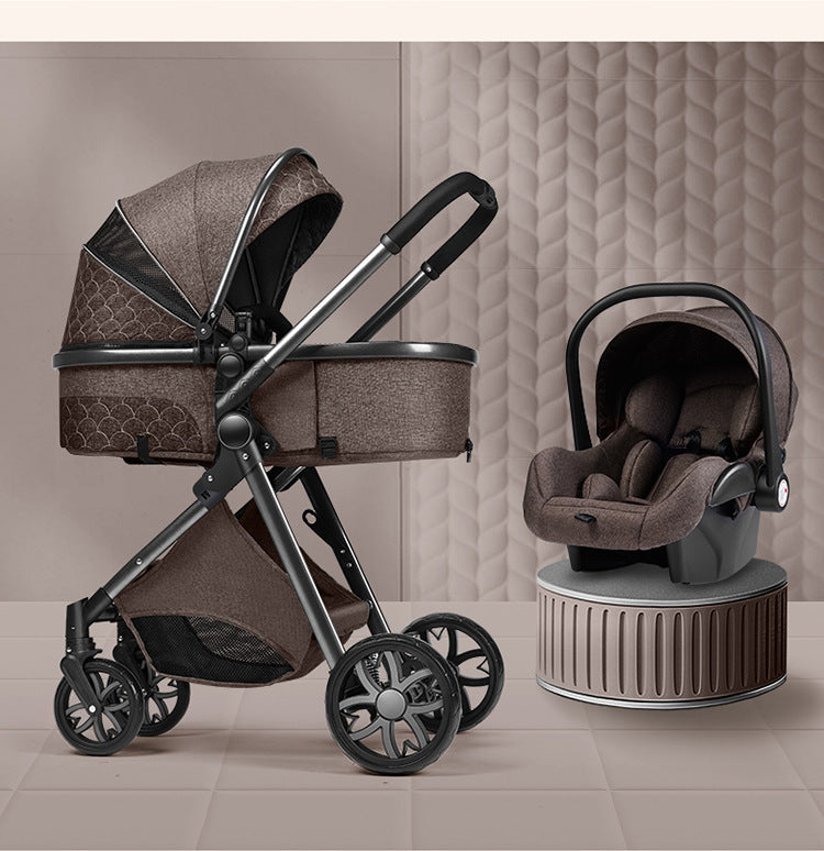 Stylish Lightweight Baby Stroller – Foldable Aluminum Frame with Safety Basket