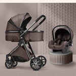 Stylish Lightweight Baby Stroller – Foldable Aluminum Frame with Safety Basket